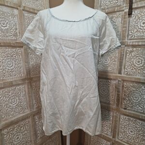 LOFT XL Acid-Washed Pale Blue Chambray Top
